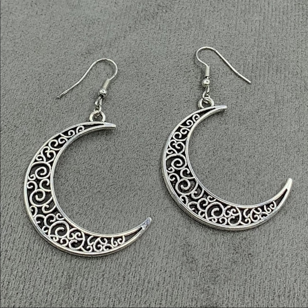 New 925 Silver Vintage Bohemian Moon Drop Earrings - Picture 5 of 6